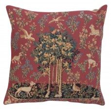 Tapestry Throw Pillow Cover 18x18 Lady and Unicorn Medieval Red Woven Jacquard 840018135062  112914782947